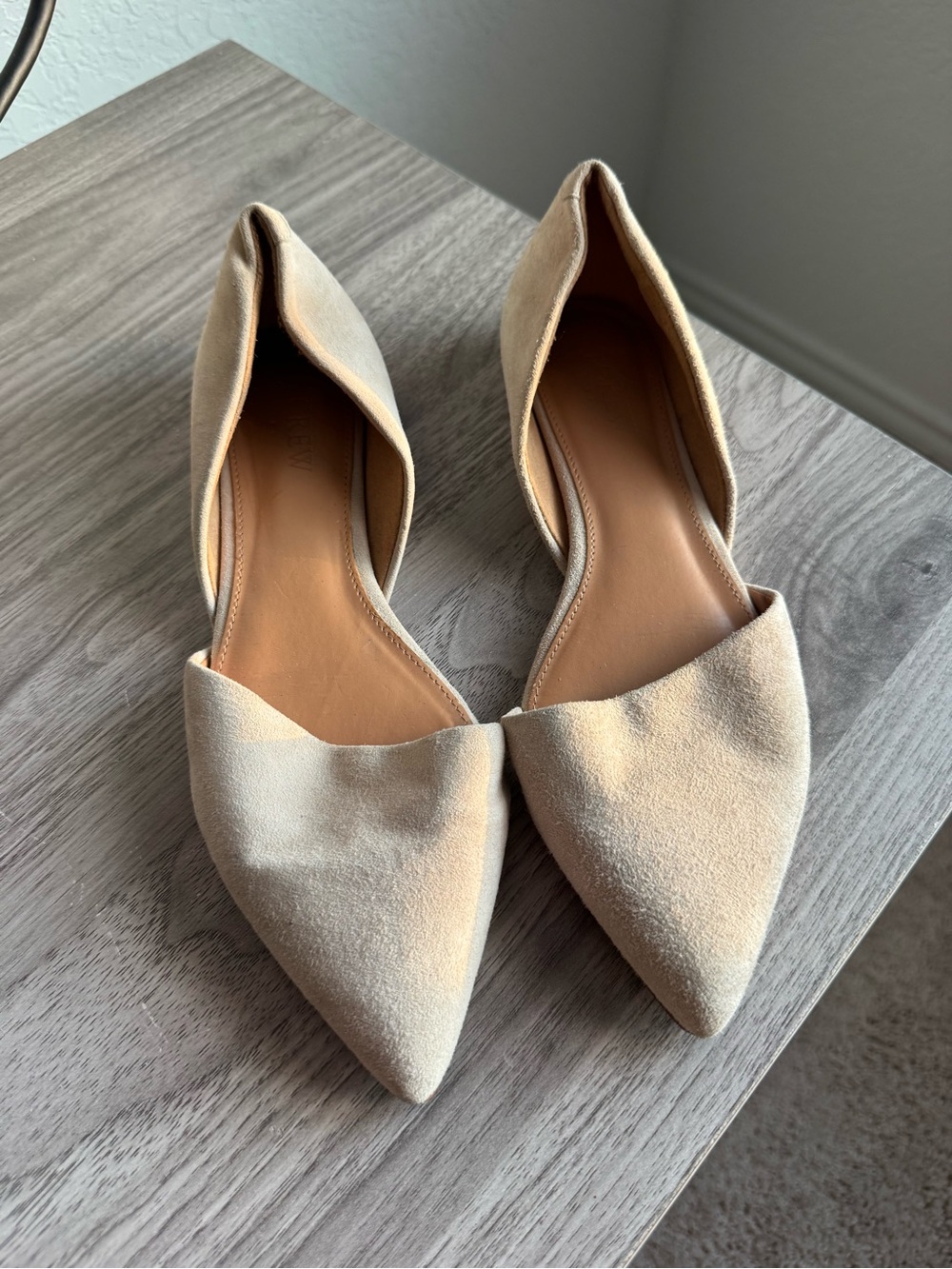 J. Crew Women's Pointed D'Orsay Flats in Light Beige
